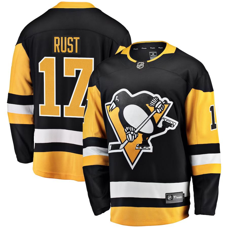 Men Pittsburgh Penguins #17 Bryan Rust Fanatics Branded Black Home Breakaway Player NHL Jersey